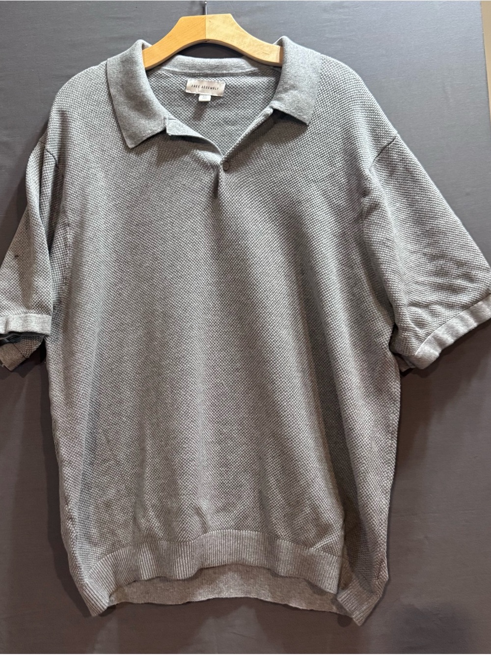 Grey Knit Polo Shirt